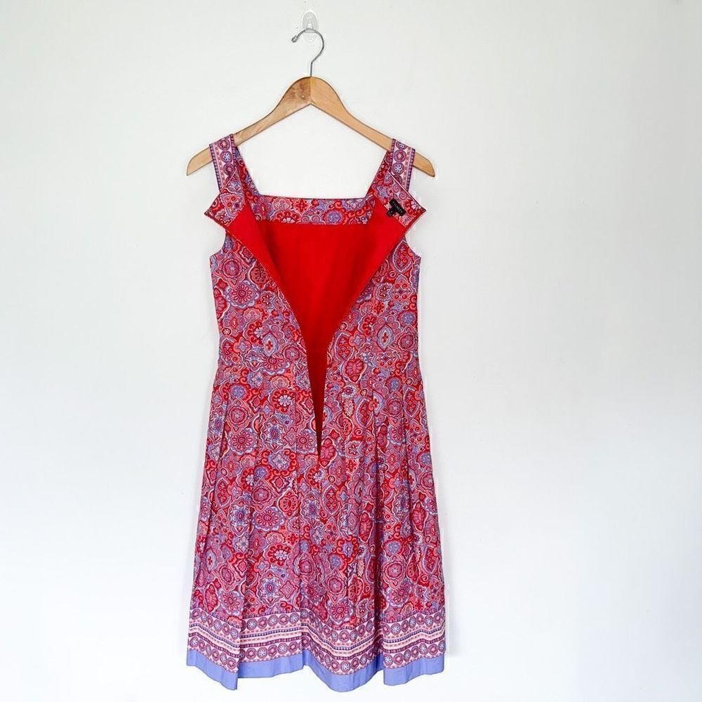 Talbots Women’s Multi Medallion Fit & Flare Square Neck Sleeveless Dress - Picture 4 of 12